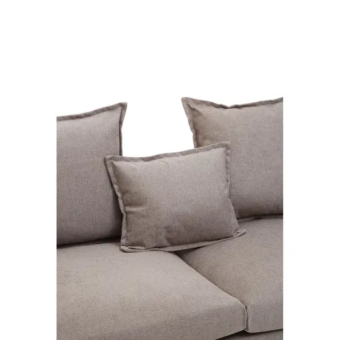 Avignon 3 Seater Sofa, Grey Fabric, Wooden Legs, Cushions, Low Back