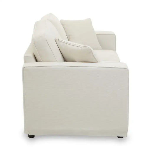 Valensole 2 seater Sofa, Cream Fabric, Wooden Legs, Cushions