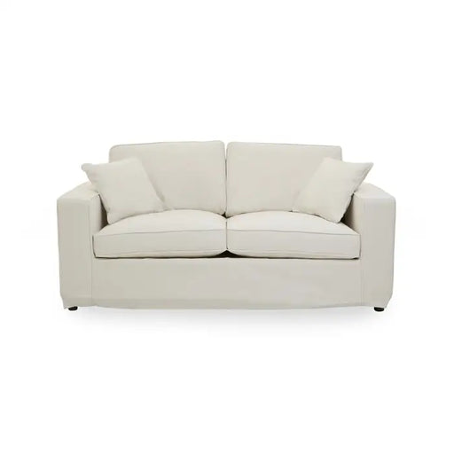 Valensole 2 seater Sofa, Cream Fabric, Wooden Legs, Cushions