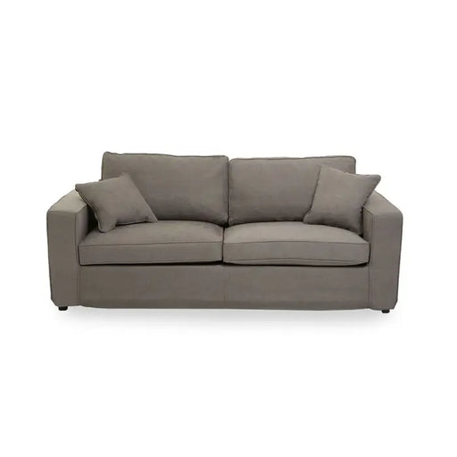 Valensole 3 seater Sofa, Grey Fabric, Cushions, Wooden Legs