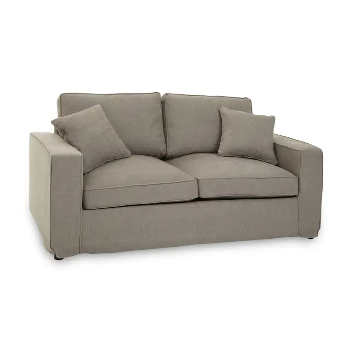 Valensole 2 seater Sofa, Grey Fabric, Cushions, Wooden Legs