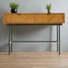 Jakara Console Table, Black Finish, Metal Legs, Natural Wooden, Single Shelf, Two Draw