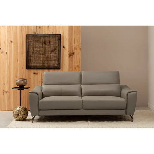Padua 3 Seater Sofa, Cream Leather, Back Armrests, Breathable Foam Cushioning, Metal Legs