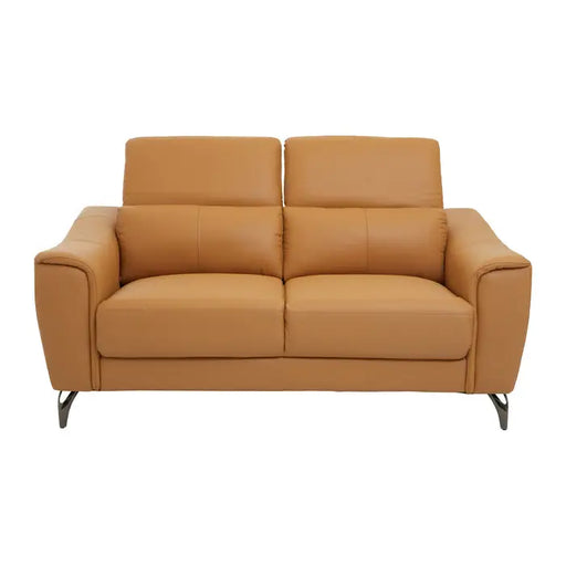 Padua 2 Seater Sofa, Back Armrests, Metal Legs, Brown Leather
