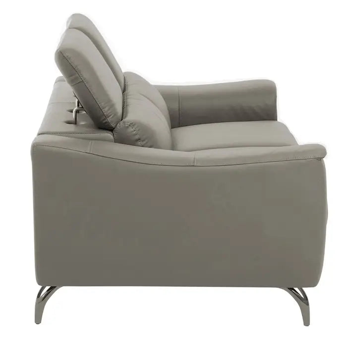 Padua 2 Seater Sofa, Grey Leather, Back Armrests, Metal Legs Ex.Display Model