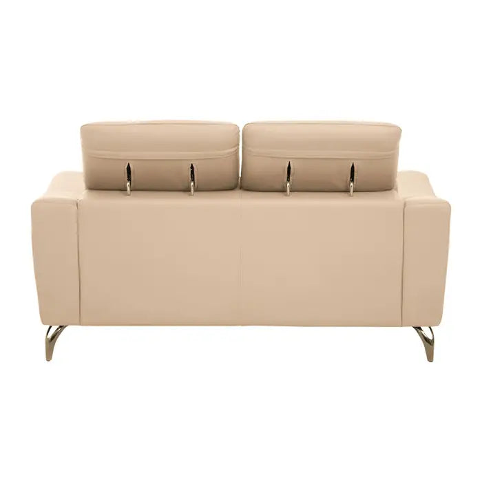 Padua 2 Seater Sofa, Cream Leather, Back Armrests, Metal Legs