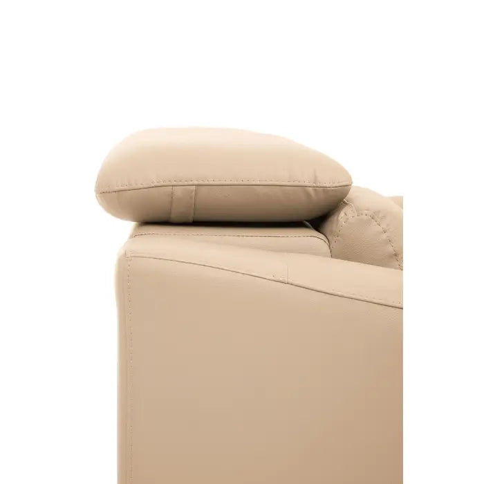 Padua 2 Seater Sofa, Cream Leather, Metal Legs, Back Armrests