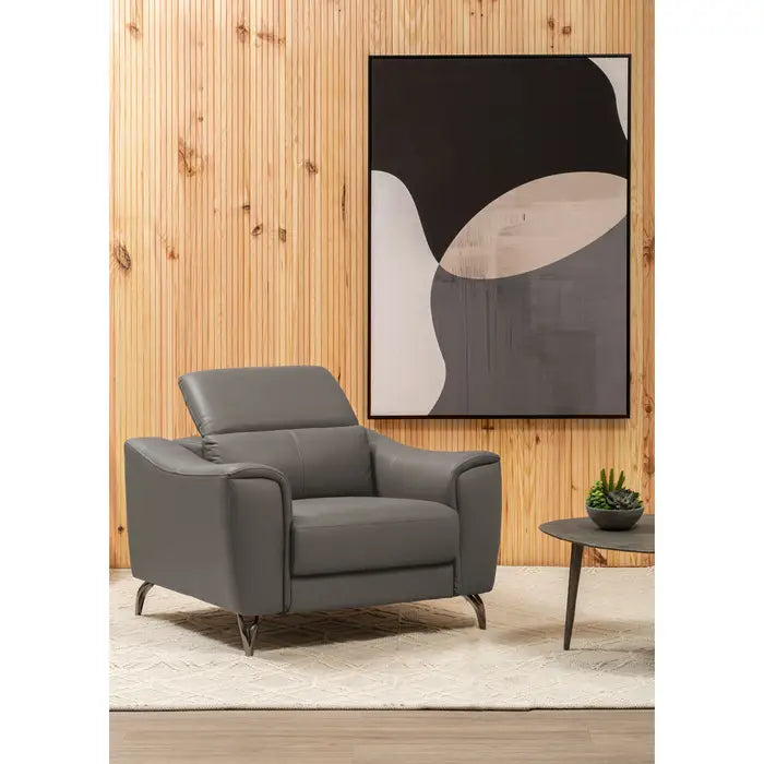 Padua Grey Leather Armchair / Accent Chair