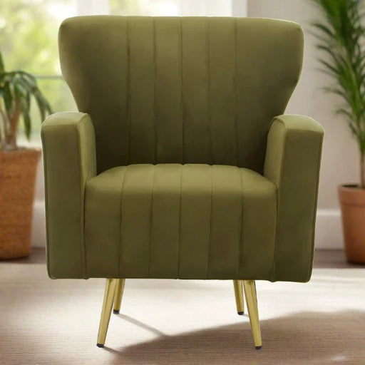 Hayley Accent Armchair, Green Velvet, Gold Legs