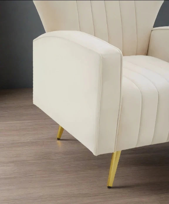 Hayley Accent Armchair , Cream Velvet, Gold Legs