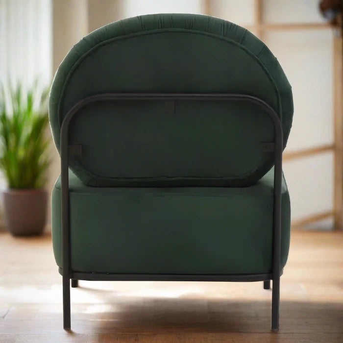 Huston Accent Chair, Dark Green Velvet, Black Metal Legs