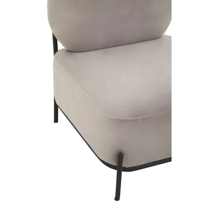 Huston Accent Chair, Mink Velvet, Black Metal Legs
