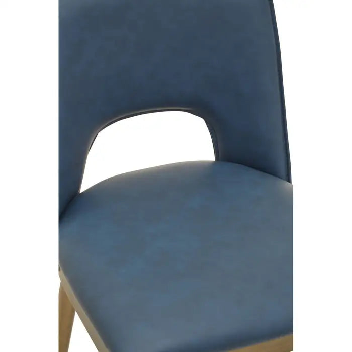 Gilden Bar Chair, Blue Leather, Gold Metal