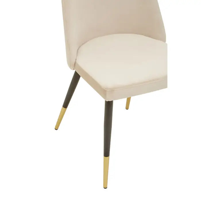 Gilden Dining Chair With White Velvet Curved Back