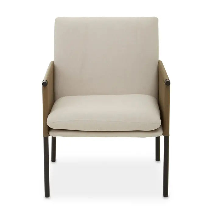 Gilden Dining Chair In White Fabric & Wood Legs