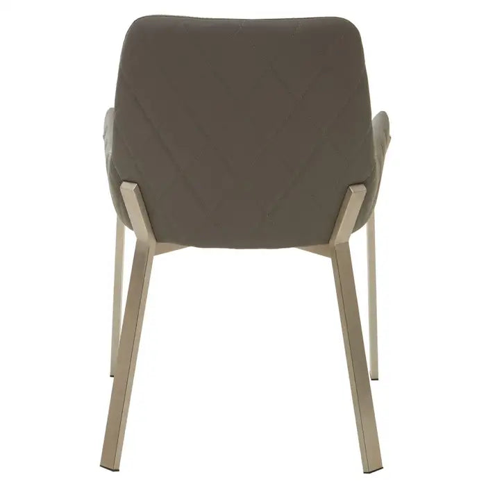 Gilden Dining Chair In light Grey Leather & Metal Legs