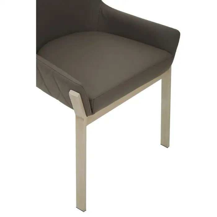 Gilden Dining Chair In light Grey Leather & Metal Legs