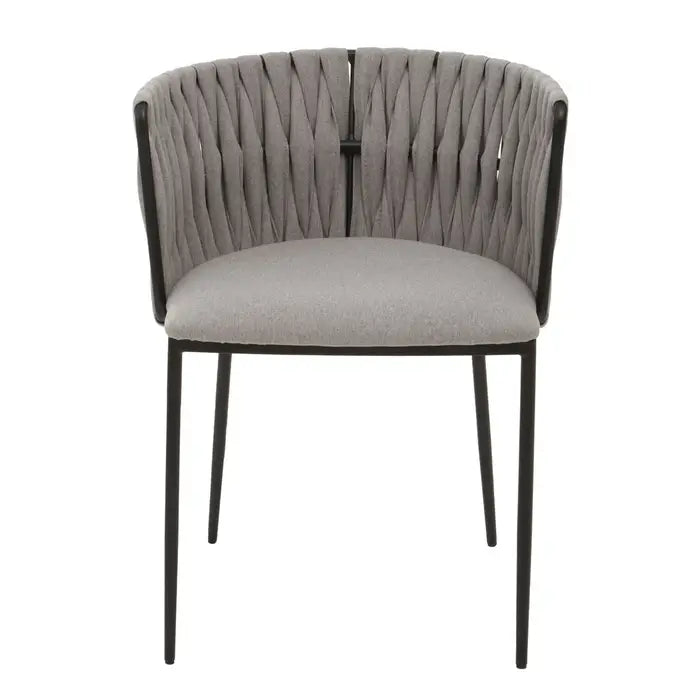 Gilden Dining Chair In Grey Fabric & Black Metal Frame