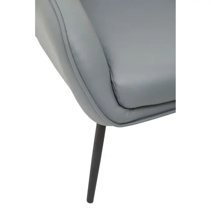 Kaiko Grey Leather Armchair / Accent Chair And Footstool