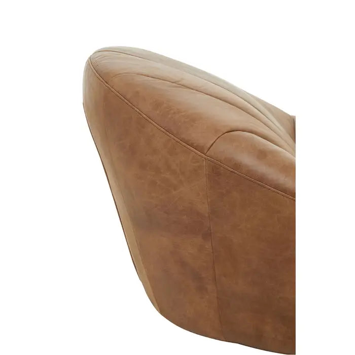 Haxton Floor Accent Chair, Light Brown Pleated Leather