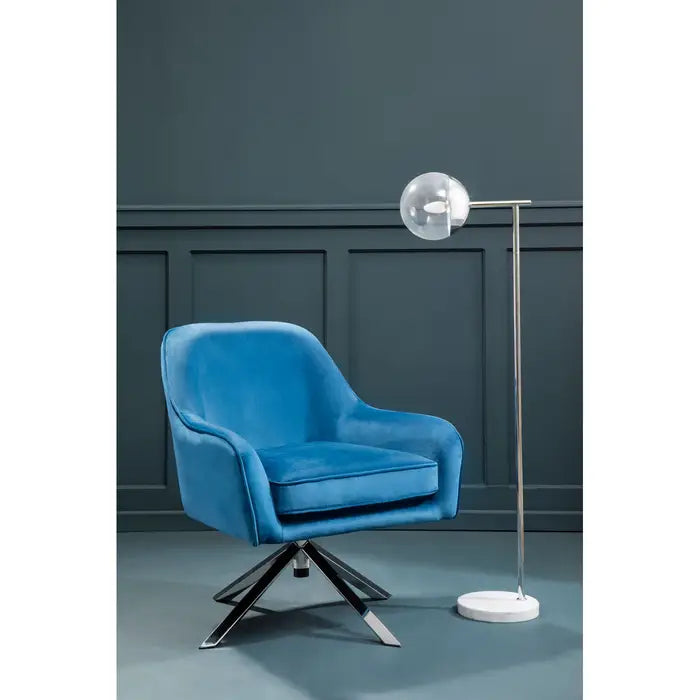 Avery Armchair / Accent Chair, Midnight Velvet, Chrome Metal Legs