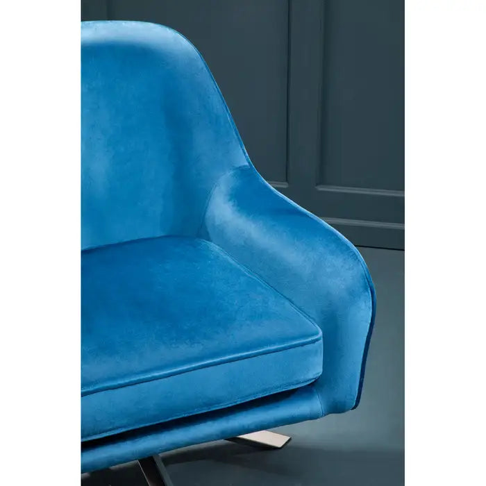Avery Armchair / Accent Chair, Midnight Velvet, Chrome Metal Legs