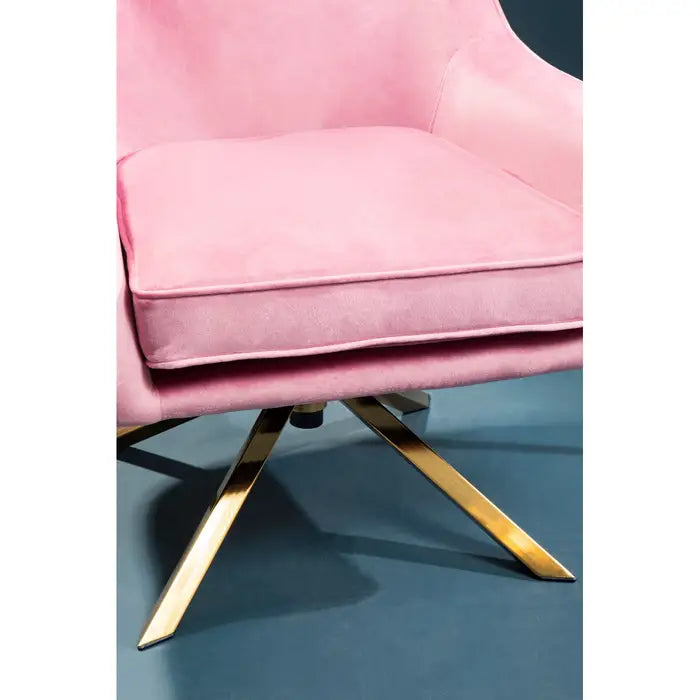 Avery Armchair / Accent Chair, Pink Velvet, Gold Metal Legs
