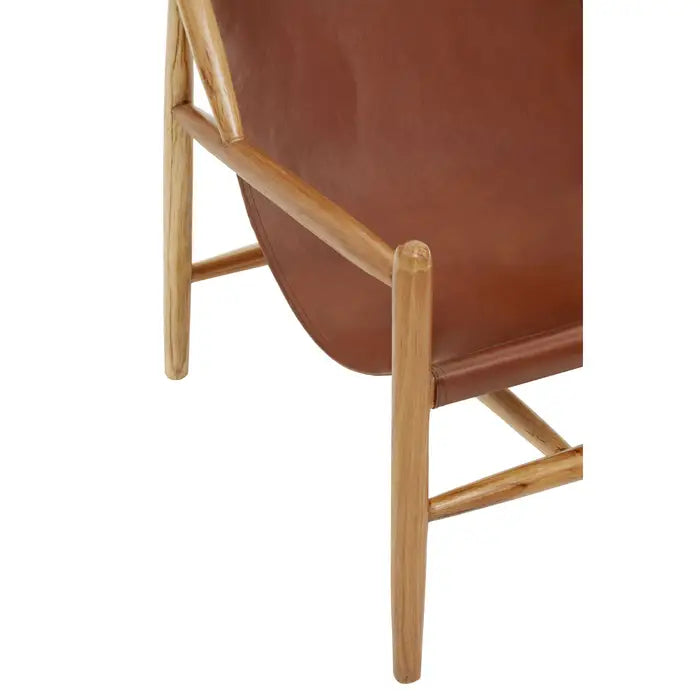 Stockton Accent Armchair, Antique Brown Leather & Wood Frame