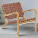 Newton Accent Chair, Woven Brown Leather Straps, Natural Wood Frame
