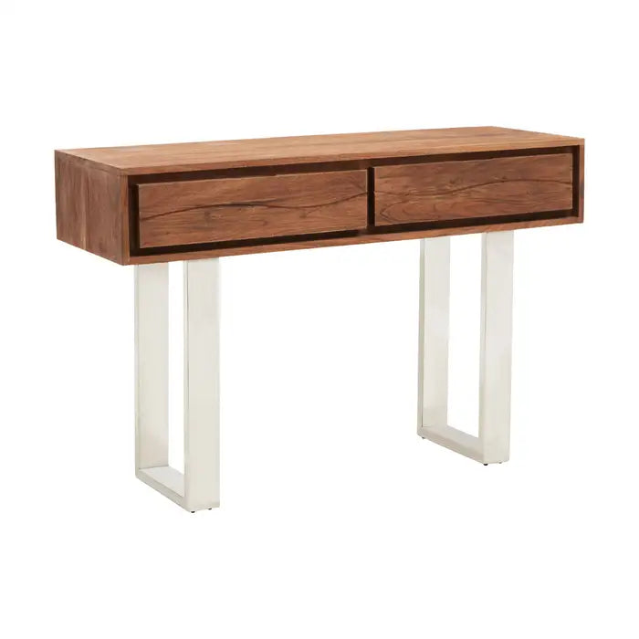 Simla Console Table, Acacia Wood, Brown, 2 Drawer
