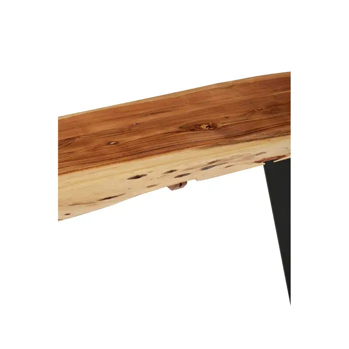 Surax Console Table, Acacia Wood Top, Looped Iron Base
