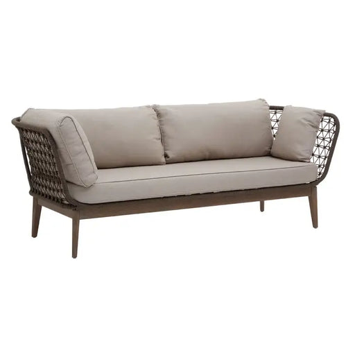 Opus Three Seater Sofa, Bronze Fabric, Tapered Wooden Legs, 2  Side Cushions