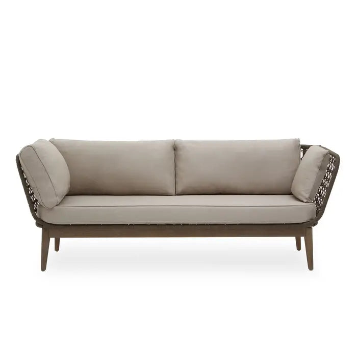Opus Three Seater Sofa, Bronze Fabric, Tapered Wooden Legs, 2  Side Cushions