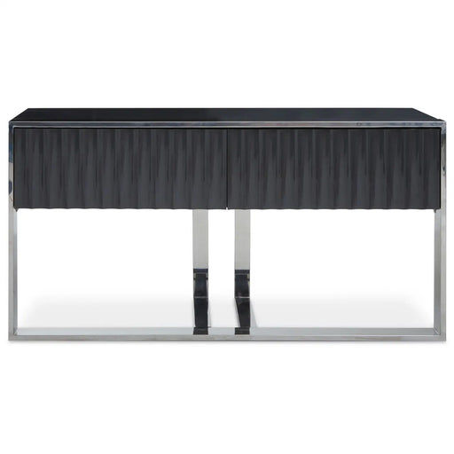 Genoa Console Table, Stainless Steel, Grey Finish 