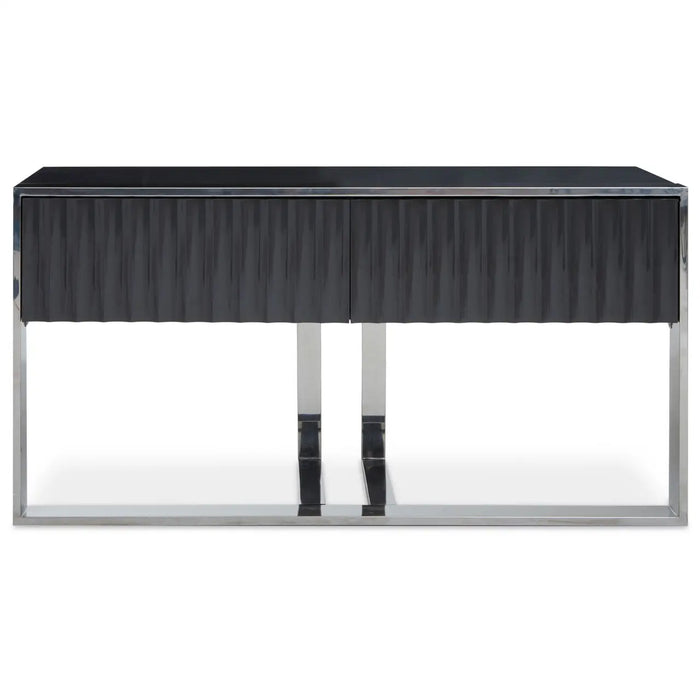 Genoa Console Table, Stainless Steel, Grey Finish 