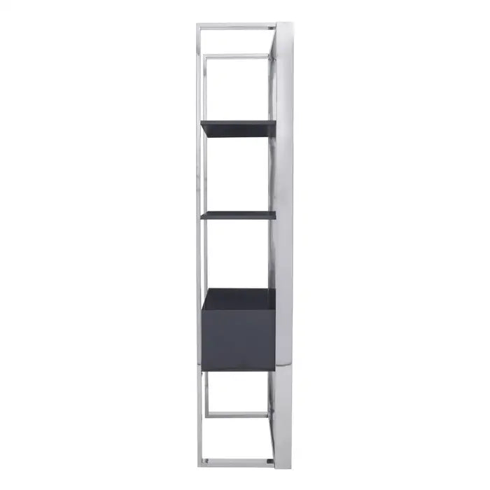 Genoa Rectangular Floor Shelf Unit, Silver Stainless steel Frame, Three Shelves