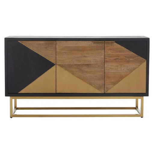 Siena Sideboard, Gold Stainless Steel Legs,  Black, Brown Oak, Modern Design 