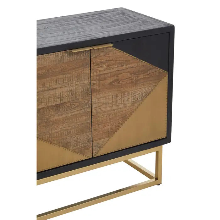 Siena Sideboard, Gold Stainless Steel Legs,  Black, Brown Oak, Modern Design
