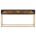 Siena Console Table, Gold Stainless Steel Frame, Brown Oak Top, Drawer 