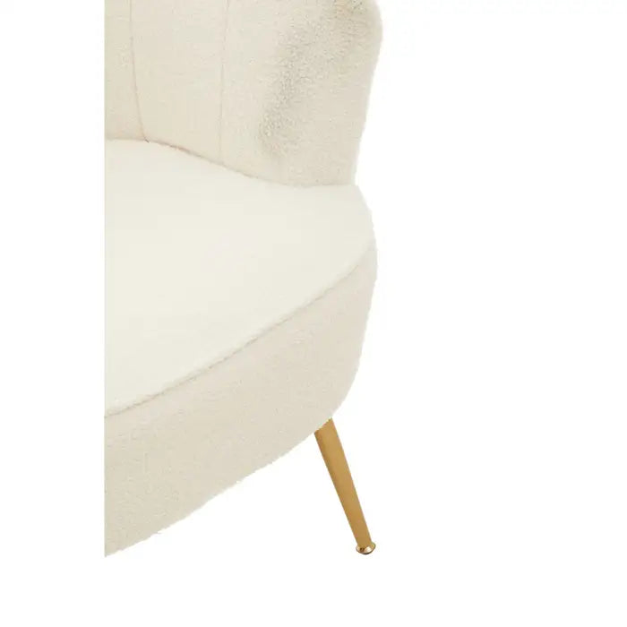 Yazmin White Channel Armchair With Gold Finish Legs / Accent Chair