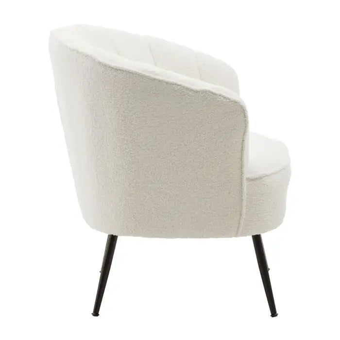 Yazmin White Channel Armchair With Black Legs / Accent Chair