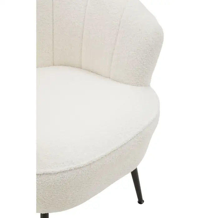 Yazmin White Channel Armchair With Black Legs / Accent Chair