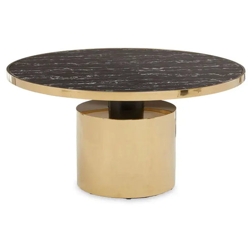 Oria Coffee Table, Gold Effect Metal Base, Black Marble Top