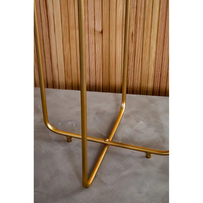 Mandoli Side Table, Gold Metal Frame, Green Round Marble Top