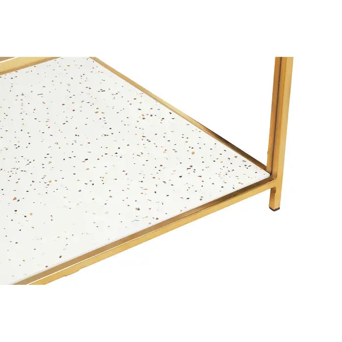 Novi Coffee Table, Gold Metal Frame, Terrazzo, Glass Top