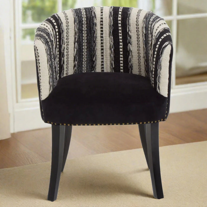 Waltham Accent Chair, Black, White Berber Style, Black Mango Legs