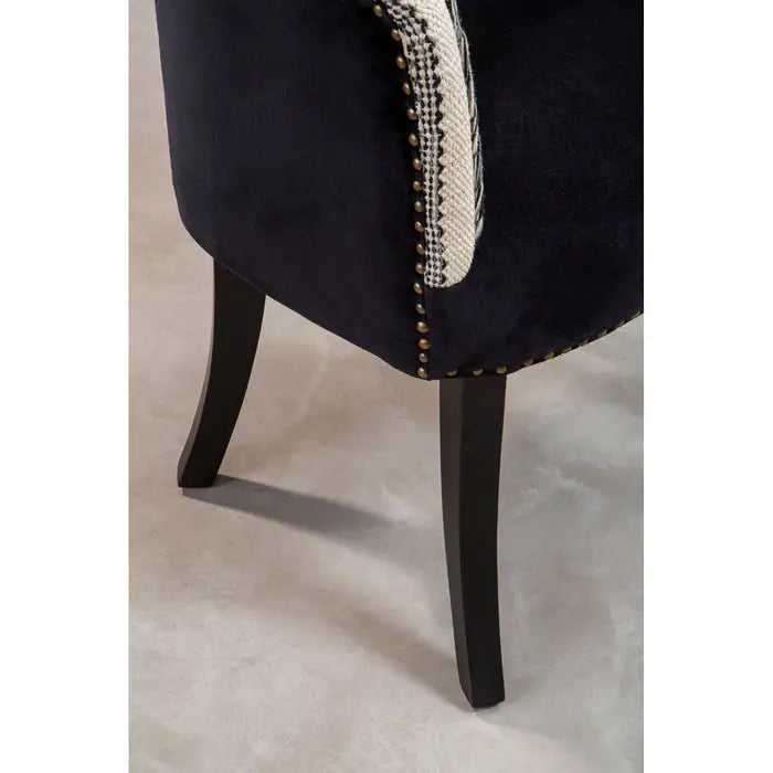 Carrow Accent Chair, Black, White Berber Style, Black Mango Legs