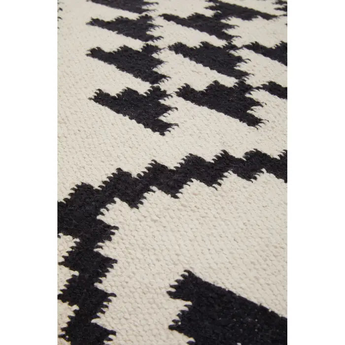 Carrow Pouffe, Black, White Berber Style Fabric