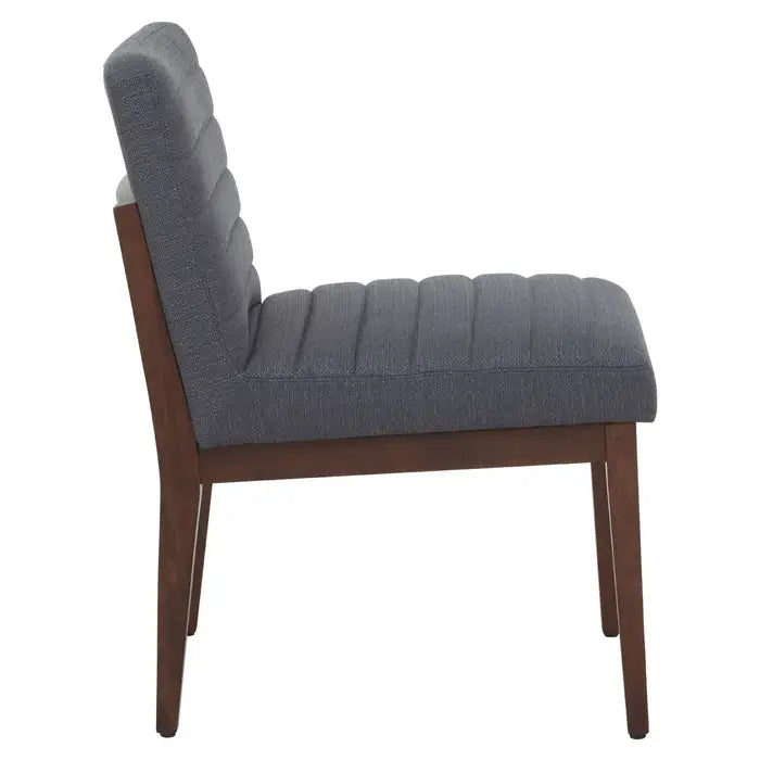 Bellamy Dining Chair In Grey Fabric & Walnut Legs