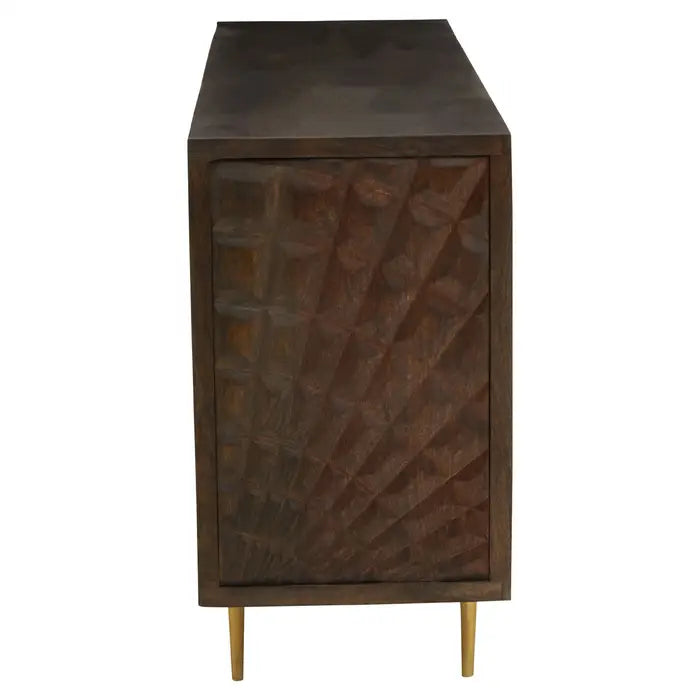 Sipari Wooden Sideboard, Gold Metal Legs, Four Door